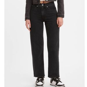 30 Levi's Women's Mid-Rise '94 Baggy Straight Relaxed Fit Jeans Black Stonewash